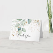 Gold Eucalyptus Calligraphy Folded Wedding Bedankkaart (Voorkant)