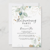 Gold Eucalyptus Calligraphy Housewarming Party Kaart (Voorkant)