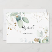 Gold Eucalyptus Calligraphy Reserved Sign (Voorkant)