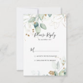 Gold Eucalyptus Calligraphy RSVP Kaartje (Voorkant)