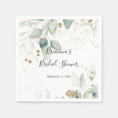 Gold Eucalyptus Calligraphy Vrijgezellenfeest Napk Servet (Voorkant)