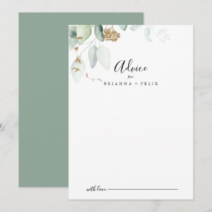 Gold Eucalyptus Calligraphy Wedding Advieskaart