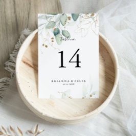 Gold Eucalyptus Calligraphy Wedding Kaart