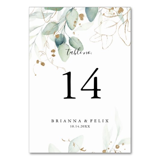 Gold Eucalyptus Calligraphy Wedding Kaart (Achterkant)