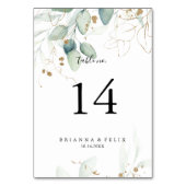 Gold Eucalyptus Calligraphy Wedding Kaart (Voorkant)