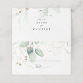 Gold Eucalyptus Calligraphy Wedding Plaatskaartje (Buitenkant ongevouwen)