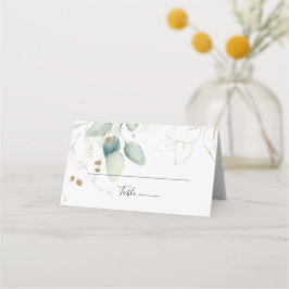Gold Eucalyptus Calligraphy Wedding Plaatskaartje