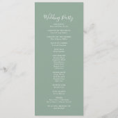 Gold Eucalyptus Calligraphy Wedding Programmakaart (Achterkant)