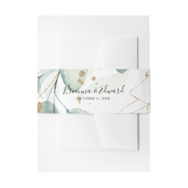 Gold Eucalyptus Calligraphy Wedding Uitnodigingen Wikkel
