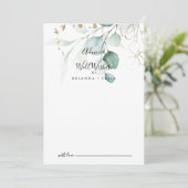 Gold Eucalyptus Calligraphy Wedding Well Wishes Advieskaart (Staand voorkant)