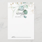 Gold Eucalyptus Calligraphy Wedding Well Wishes Advieskaart (Voorkant)