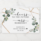 Gold Eucalyptus Cheers Vrijgezellenfeest Favor Sparkling Wijnetiket (Enkel label)