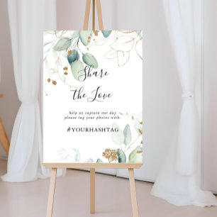 Gold Eucalyptus Deel het teken van de Hashtag Love Poster