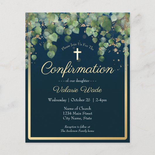 Gold Eucalyptus Floral First Confirmation Budget (Voorkant)