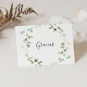 Gold Eucalyptus Folded Wedding Gracias Card Bedankkaart