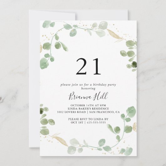 Gold Eucalyptus Foliage 21e verjaardag Kaart (Voorkant)