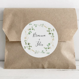 Gold Eucalyptus Foliage Wedding Envelope-zegels Ronde Sticker