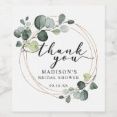 Gold Eucalyptus Greenery Dank u Vrijgezellenfeest Wijn Etiket (Enkel label)