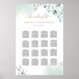 Gold Eucalyptus Greenery laat een bruiloft over Poster