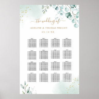 Gold Eucalyptus Greenery laat een bruiloft over Poster