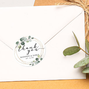 Gold Eucalyptus Greenery Weddenschap Hartelijk dan Ronde Sticker