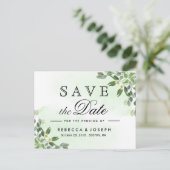 Gold Eucalyptus Greenery Wedding Save the Date Briefkaart (Staand voorkant)