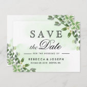 Gold Eucalyptus Greenery Wedding Save the Date Briefkaart (Voorkant / Achterkant)