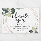 Gold Eucalyptus Greenery Wedding Sparkling Wijnetiket (Enkel label)