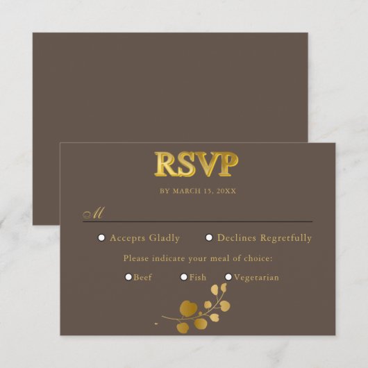 Gold Eucalyptus Meal Choice RSVP (Voorkant / Achterkant)