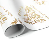 Gold Eucalyptus Merry kerstboom Cadeaupapier (Rol Hoek)