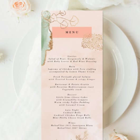 Gold Eucalyptus Modern Abstract Emerald Greenery Menu