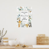 Gold Eucalyptus Safari Baby shower Welkomstbord Poster (Keuken)