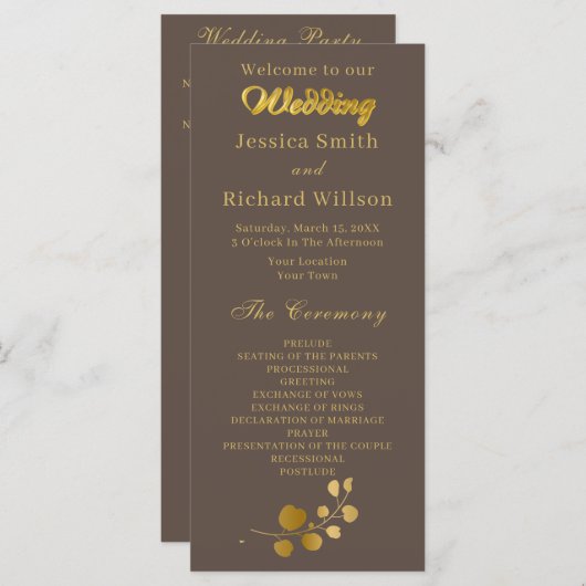 Gold Eucalyptus Weddenprogramma (Voorkant / Achterkant)