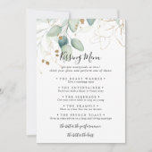 Gold Eucalyptus Weddenschap Kissingmenu Spel Kaart (Voorkant)