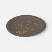 Gold Eucalyptus Weddenschap Paper Borden Papieren Bordje (Gekanteld)