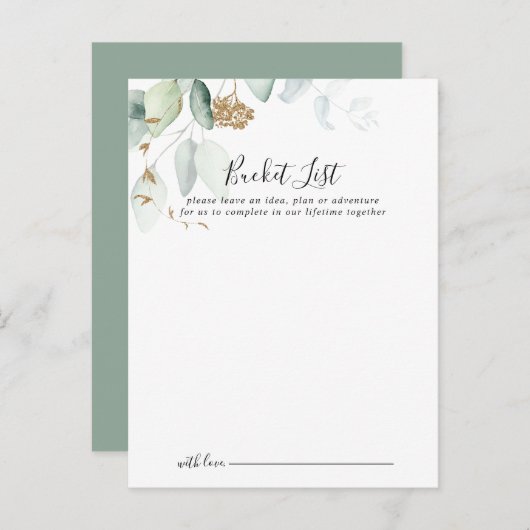 Gold Eucalyptus Wedding Bucket List-kaarten Briefkaart (Voorkant / Achterkant)