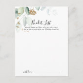 Gold Eucalyptus Wedding Bucket List-kaarten Briefkaart (Voorkant)
