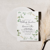 Gold Eucalyptus Wedding Luncheon Vrijgezellenfeest Kaart