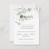 Gold Eucalyptus Wedding Menu Keuze RSVP (Voorkant)