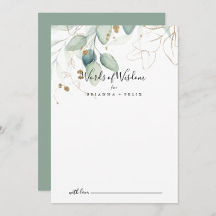 Gold Eucalyptus Wedding Wordding of Wisdom Advieskaart