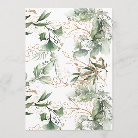 Gold Eucalyptus Wedding Wreath Greenery Moss Sages Kaart (Achterkant)