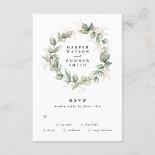 Gold Eucalyptus Wedding Wreath Greenery Moss Sages RSVP Kaartje