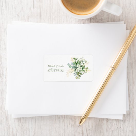 Gold Eucalyptus Wreatgreen Zee Wide Wedding Etiket (Insitu)