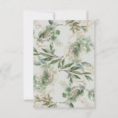 Gold Eucalyptus Wreatgreen Zee Wide Wedding RSVP Kaartje (Achterkant)