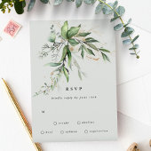 Gold Eucalyptus Wreatgreen Zee Wide Wedding RSVP Kaartje