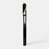 Gold Evil Eye Necklace on Black Silk Fabric iPhone 16 Hoesje (Linkerkant)