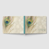 Gold Exotic Peacock Feather Elegant Wedding Gastenboek (Volledig)