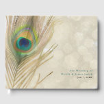 Gold Exotic Peacock Feather Elegant Wedding Gastenboek<br><div class="desc">Gold Exotic Peacock Feather Elegant Wedding Guestbook</div>