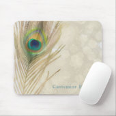 Gold Exotic Peacock Feather Glam Elegant Chic Muismat (Met muis)