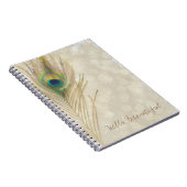 Gold Exotic Peacock Feather Glam Elegant Chic Notitieboek (Rechterzijde)